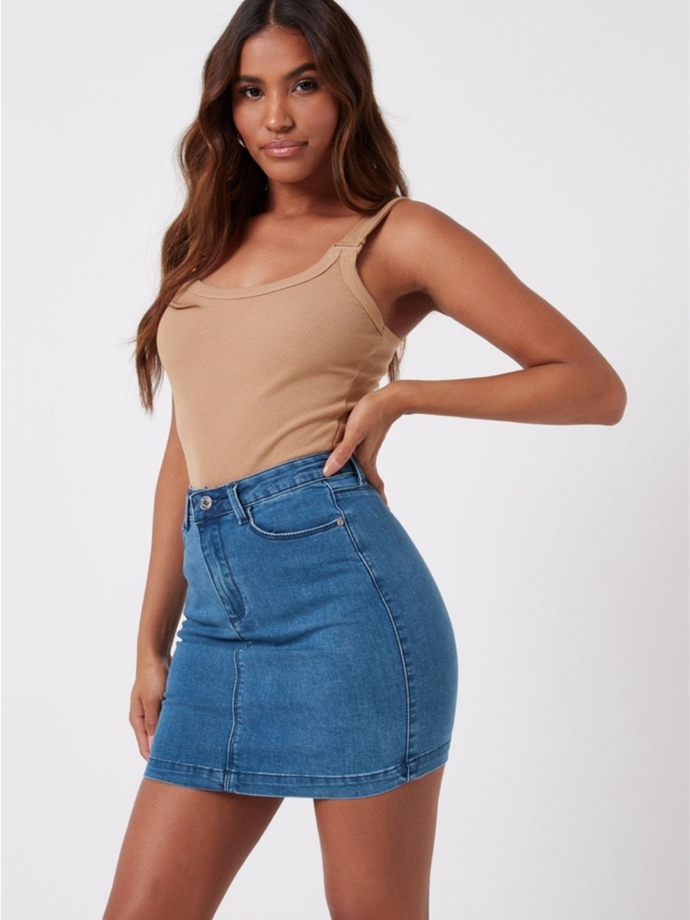 Stretch Denim Mini Skirt